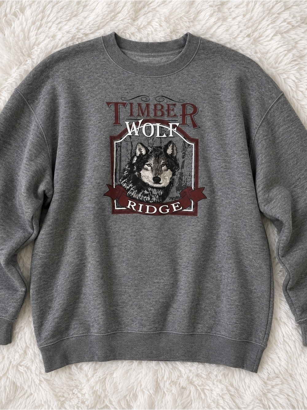 Timber Wolf Ridge Gray Wolf Graphic Crewneck Sweatshirt Size XL
